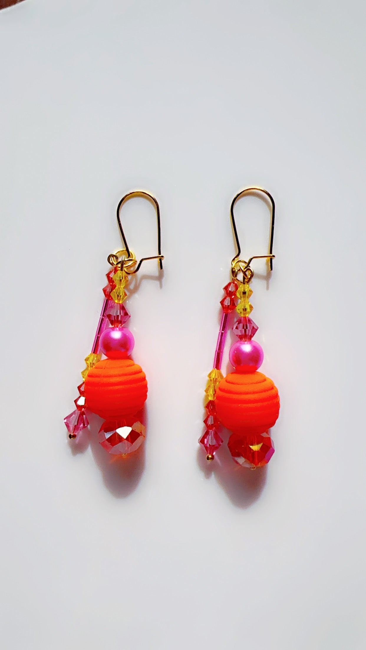 Color Pop Ear Candy Double Orange and Pink Dangle