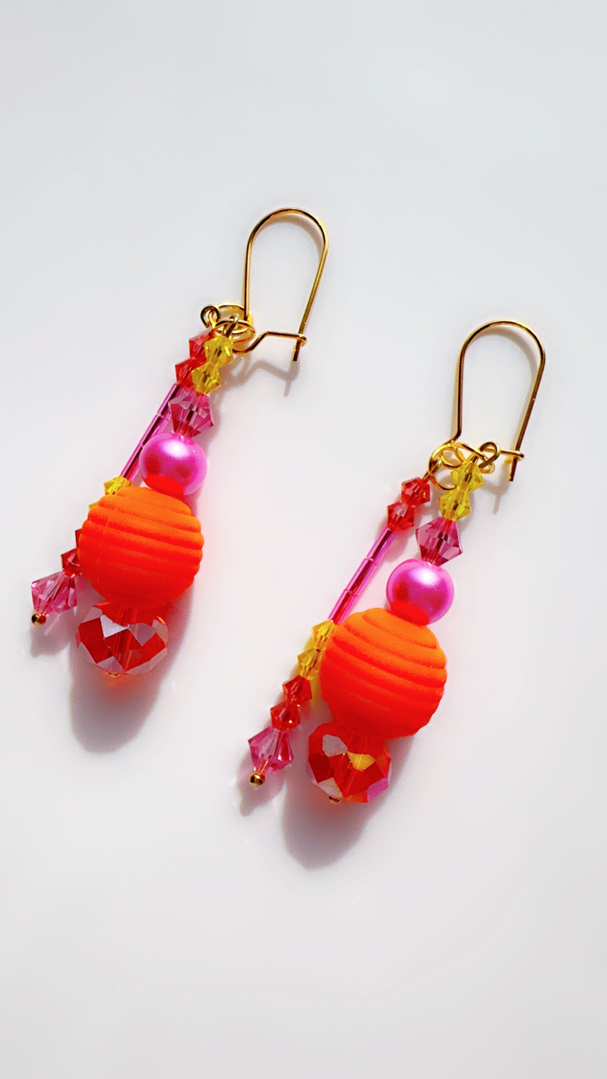 Color Pop Ear Candy Double Orange and Pink Dangle