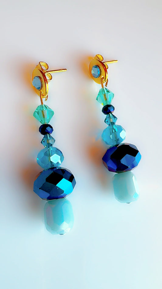 Carolina Blue Crystal Stack Earrings