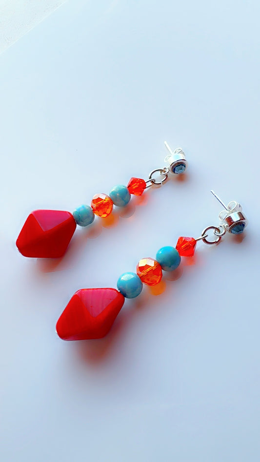 Color Pop Blue and Orange Cleopatra Dangle