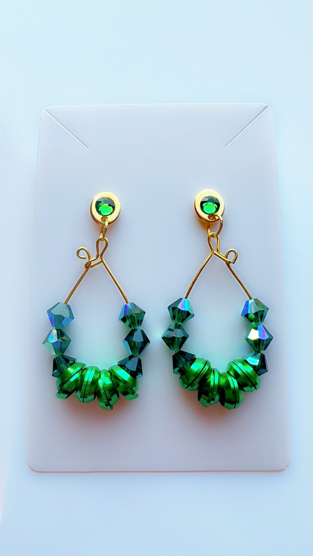Emerald Green Hoop Stack Dangle