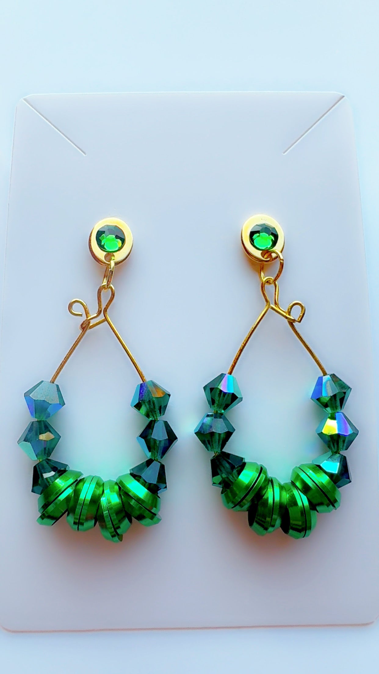 Emerald Green Hoop Stack Dangle