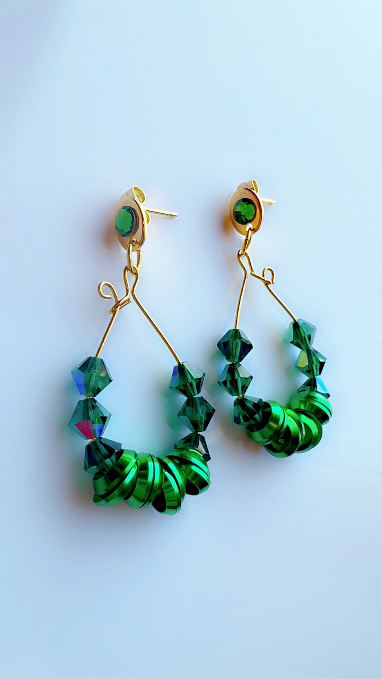 Emerald Green Hoop Stack Dangle