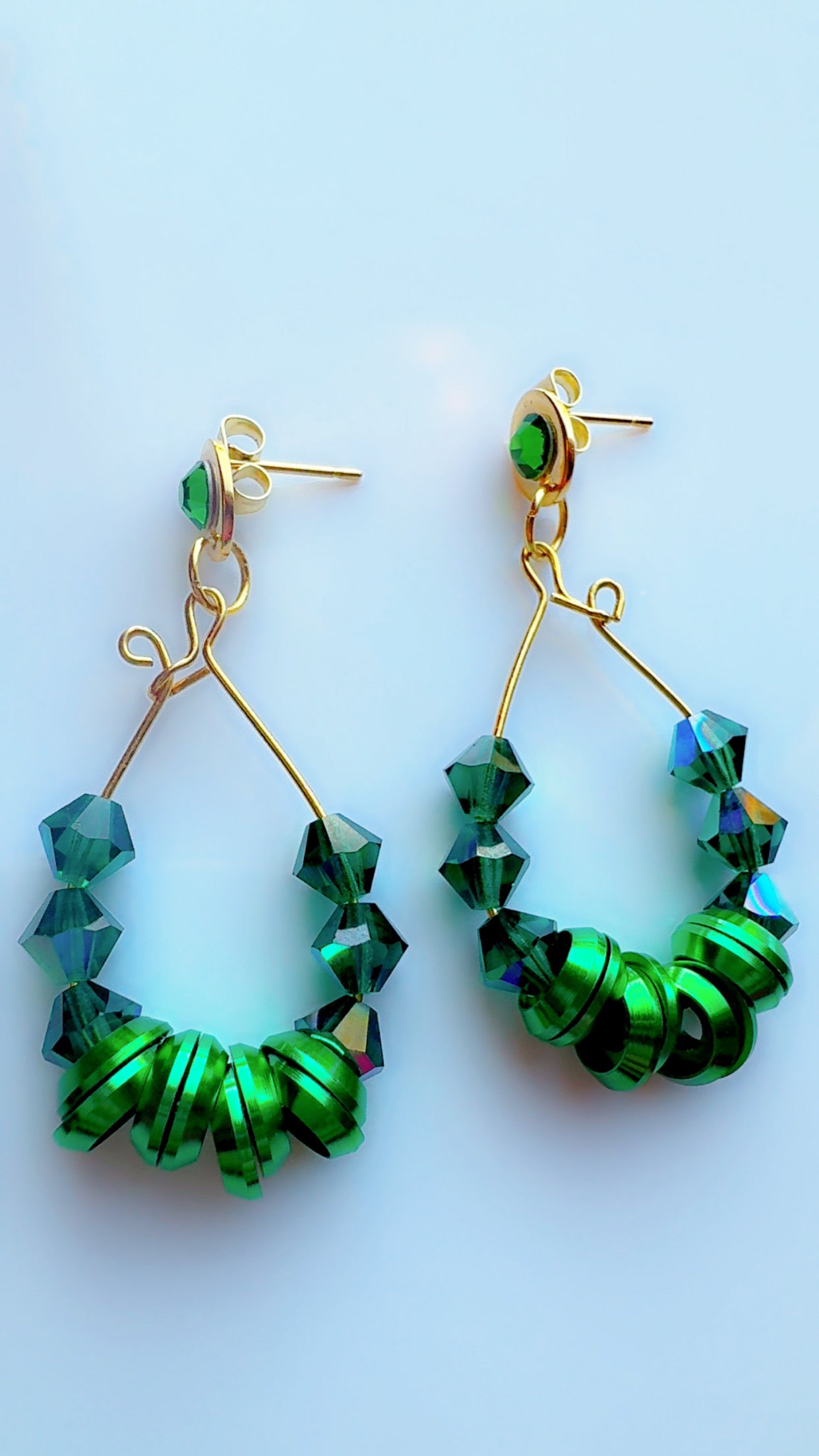 Emerald Green Hoop Stack Dangle