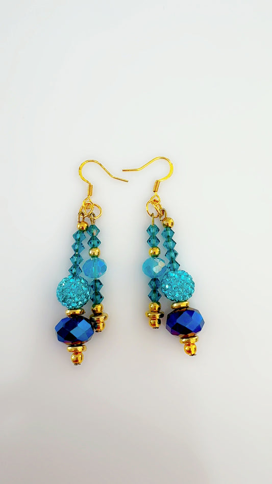 Color Pop Ear Candy Double Stack Blue Crystal Earrings