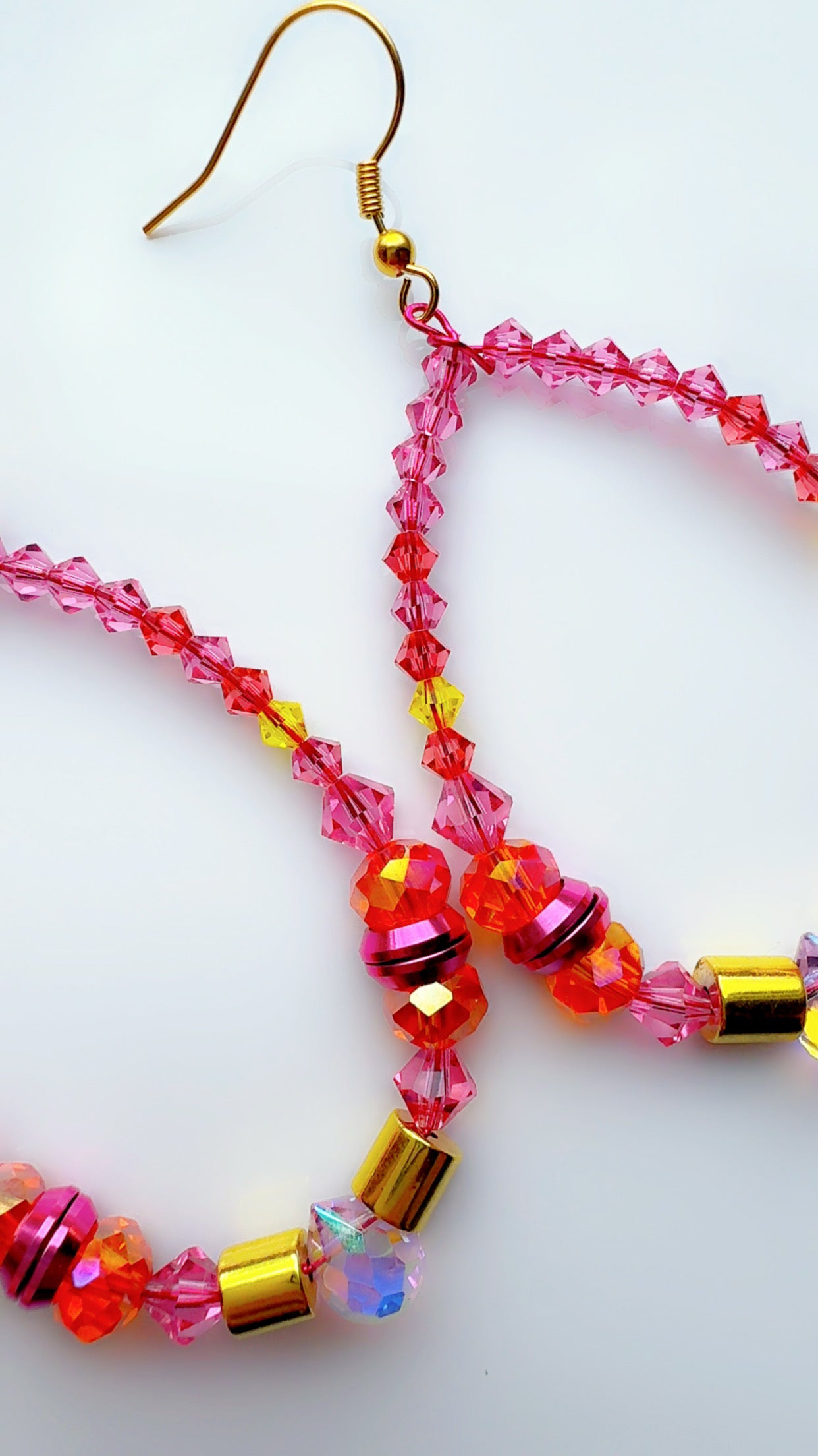 *Brand Signature Ear Candy Hot Pink and Orange Long Hoop