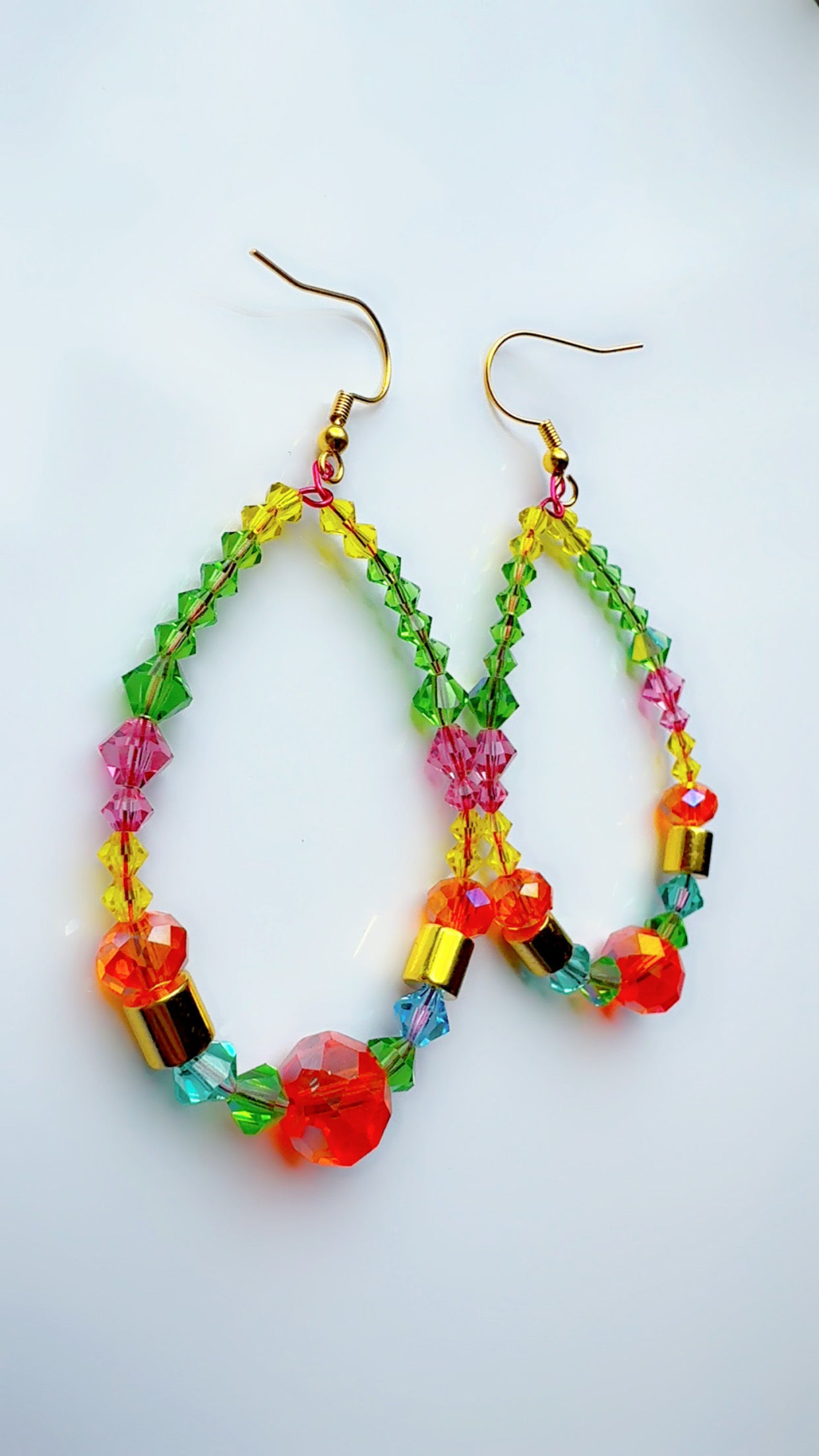 *Brand Signature Ear Candy Green and Orange Long Hoop