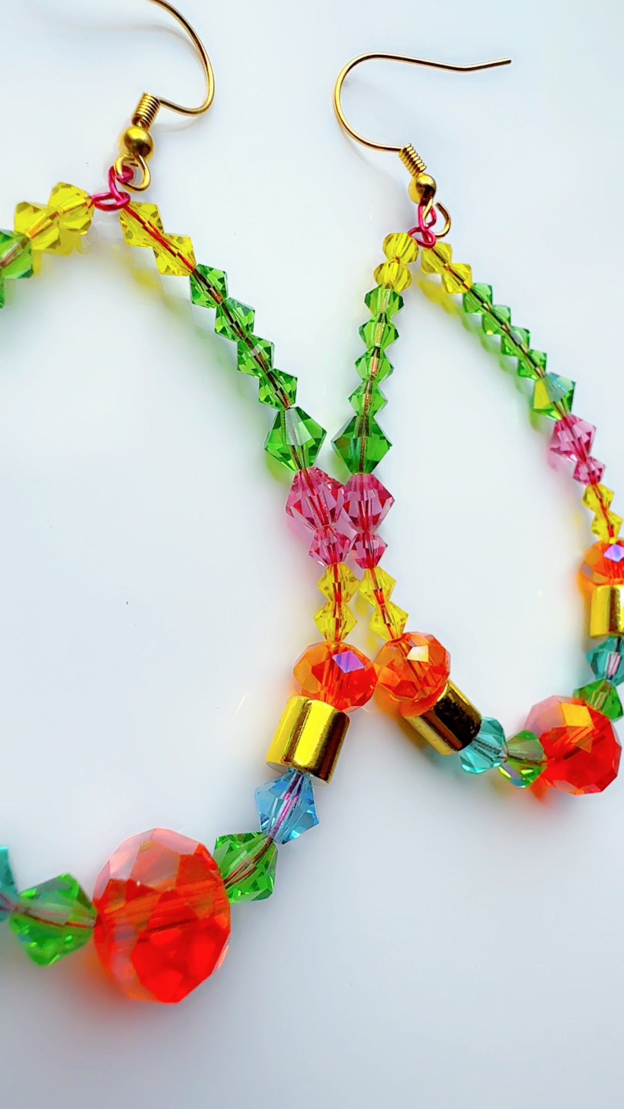 *Brand Signature Ear Candy Green and Orange Long Hoop