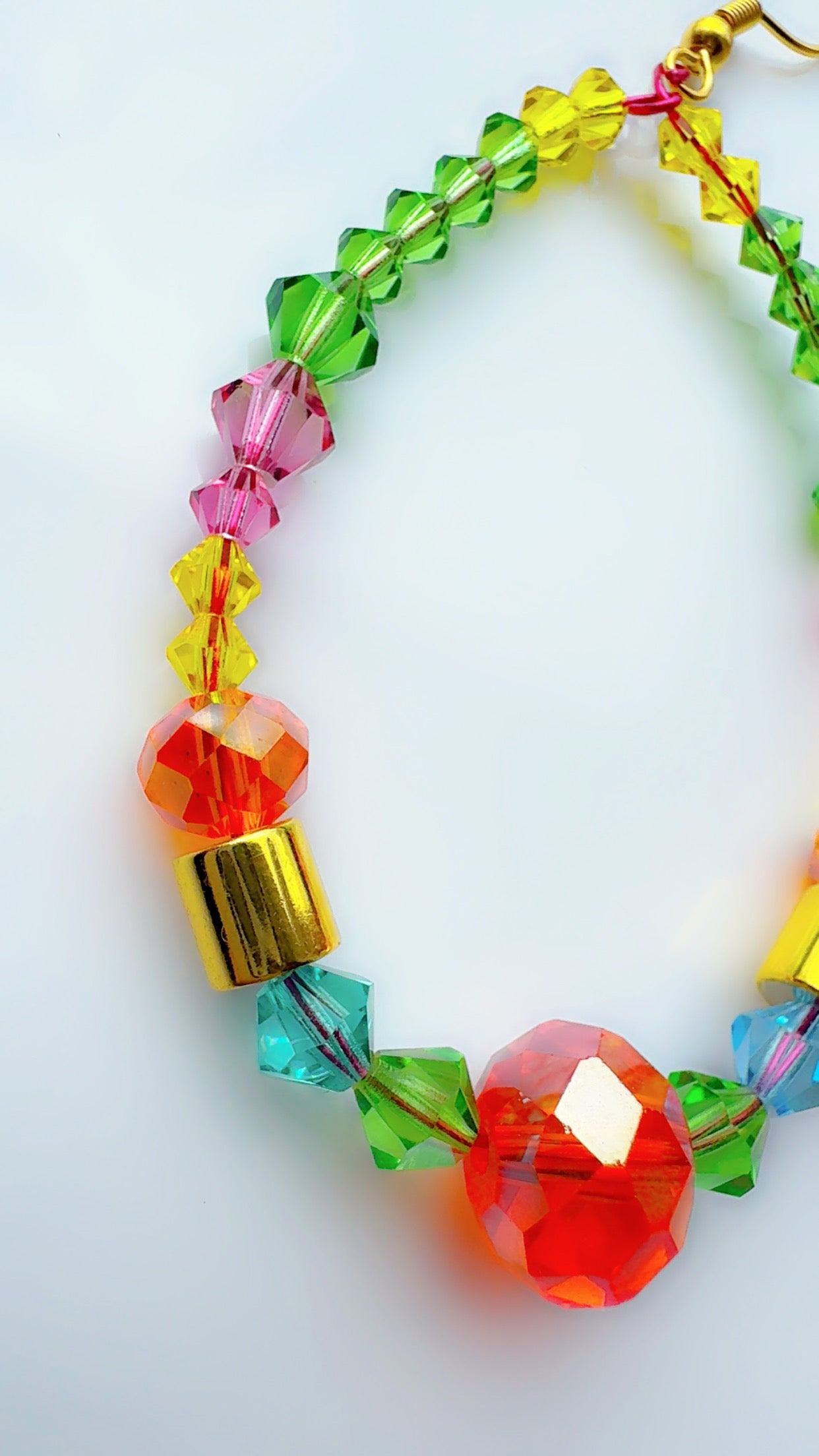 *Brand Signature Ear Candy Green and Orange Long Hoop