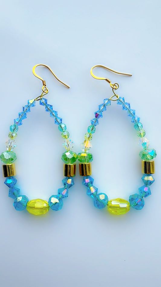 Carolina Blue and Green Crystal Ear Candy *Brand Signature Style
