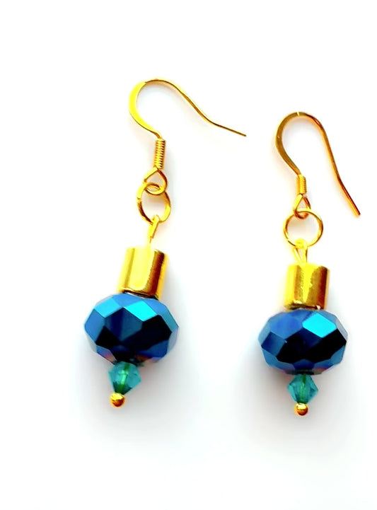 Blue and Gold Drop Earrings