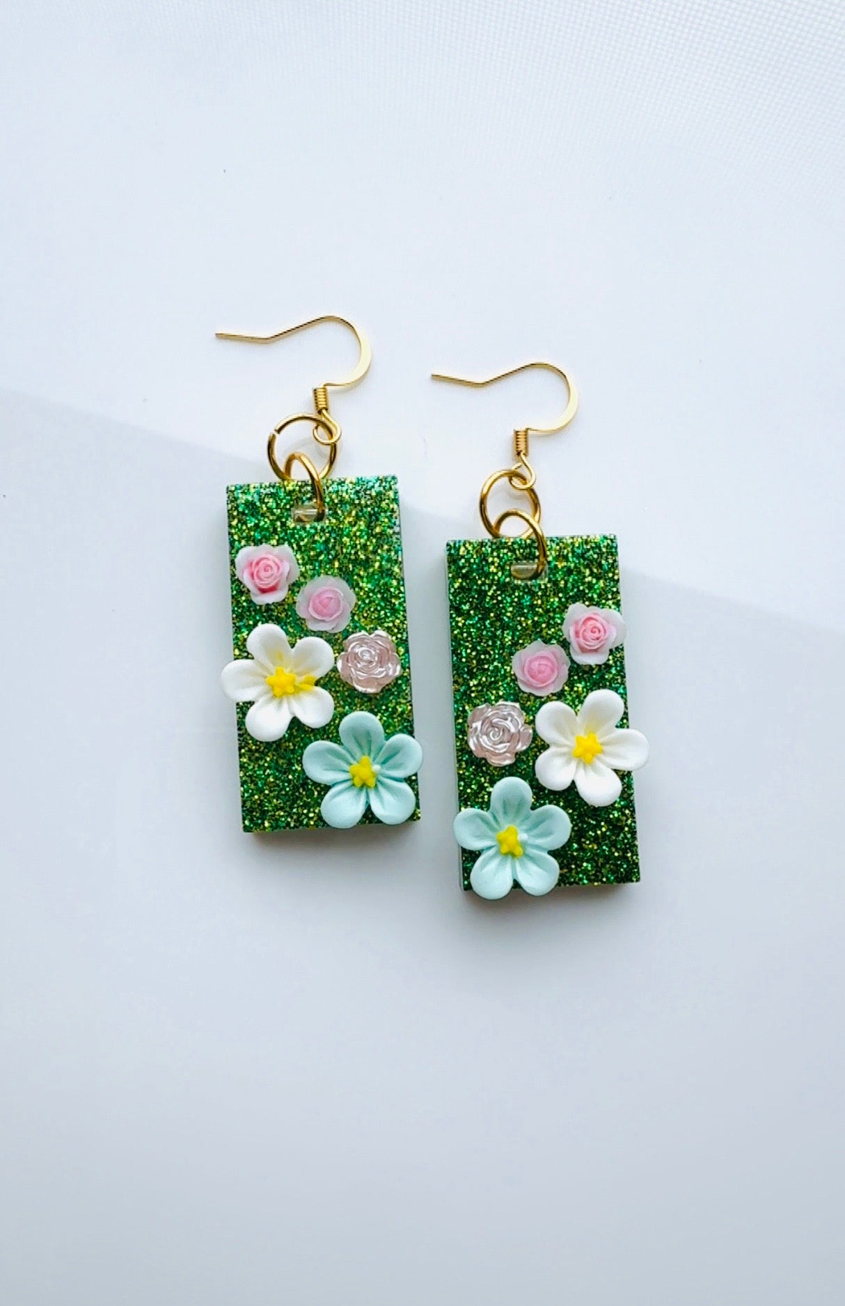 Green Garden Floral Earrings