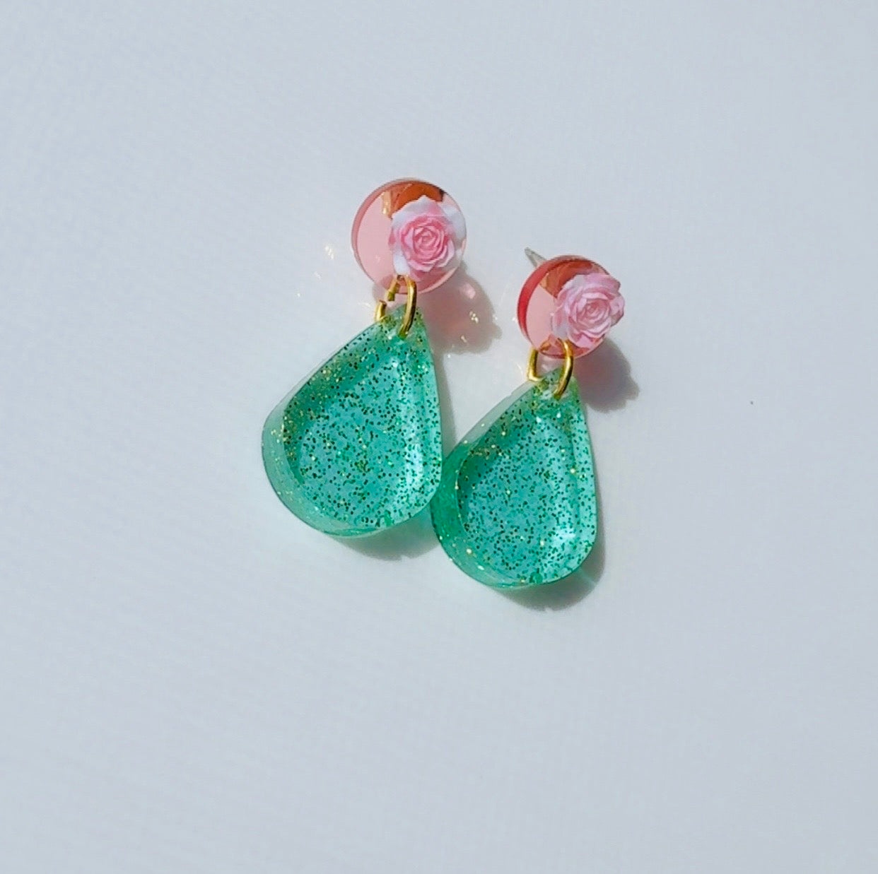Rose and Mint Green Earrings