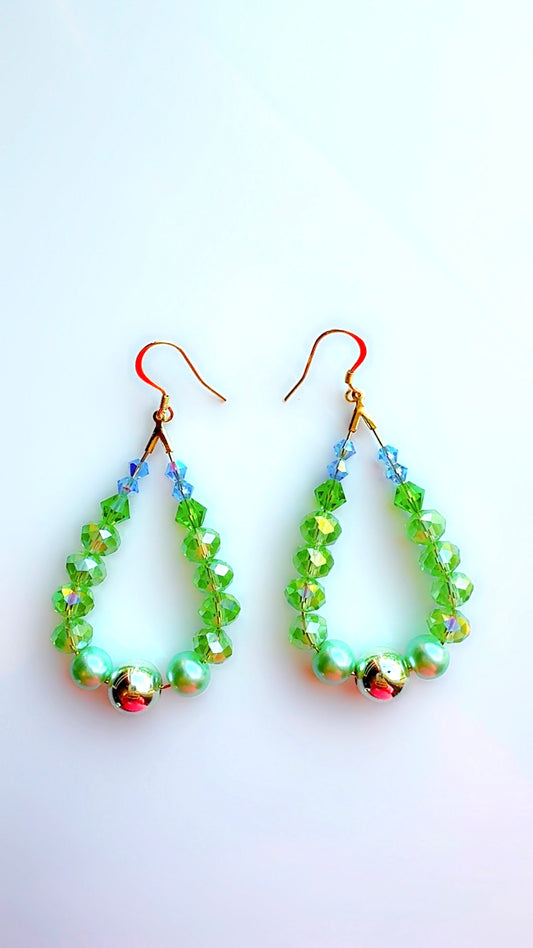 Green and Blue Garden Crystal Ear Candy