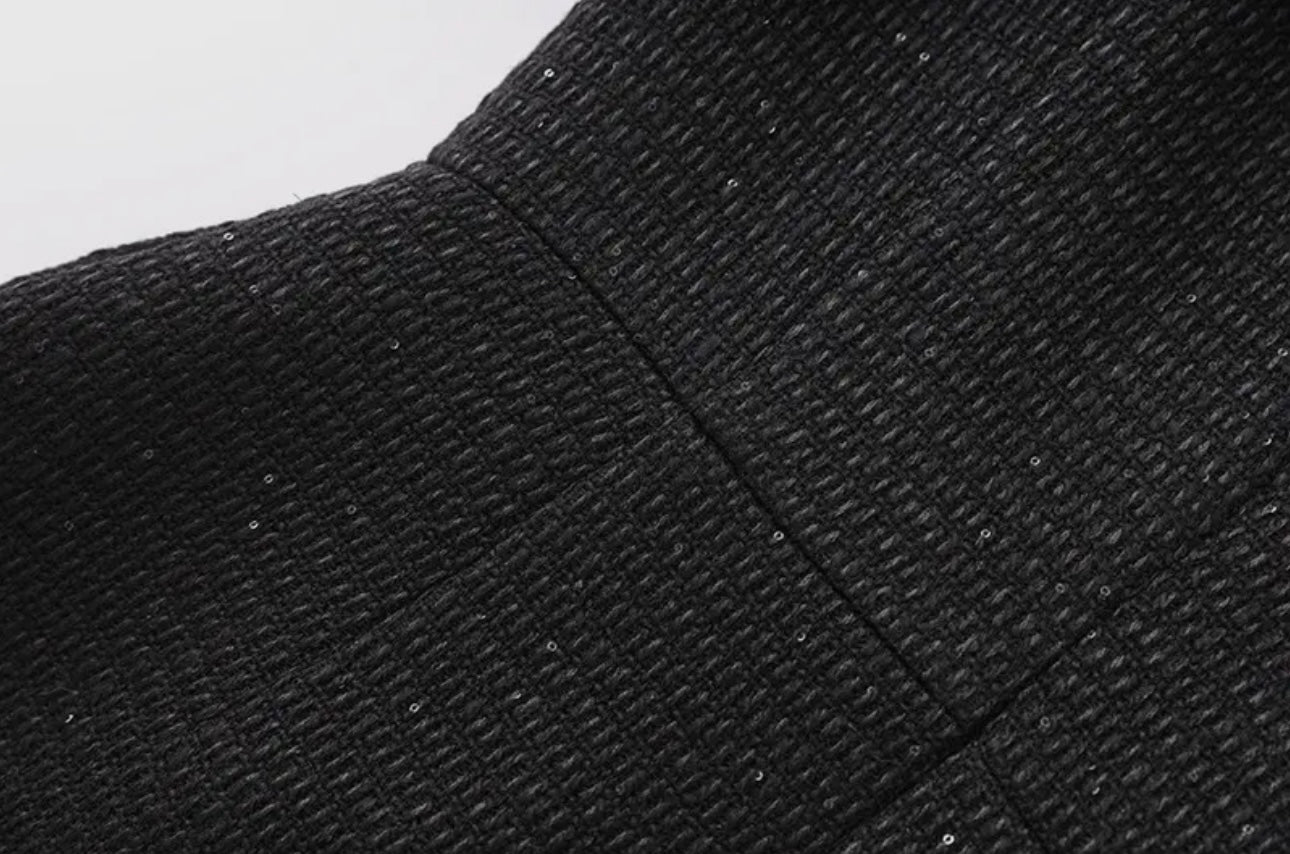 Khloe Black Tweed Mini Dress