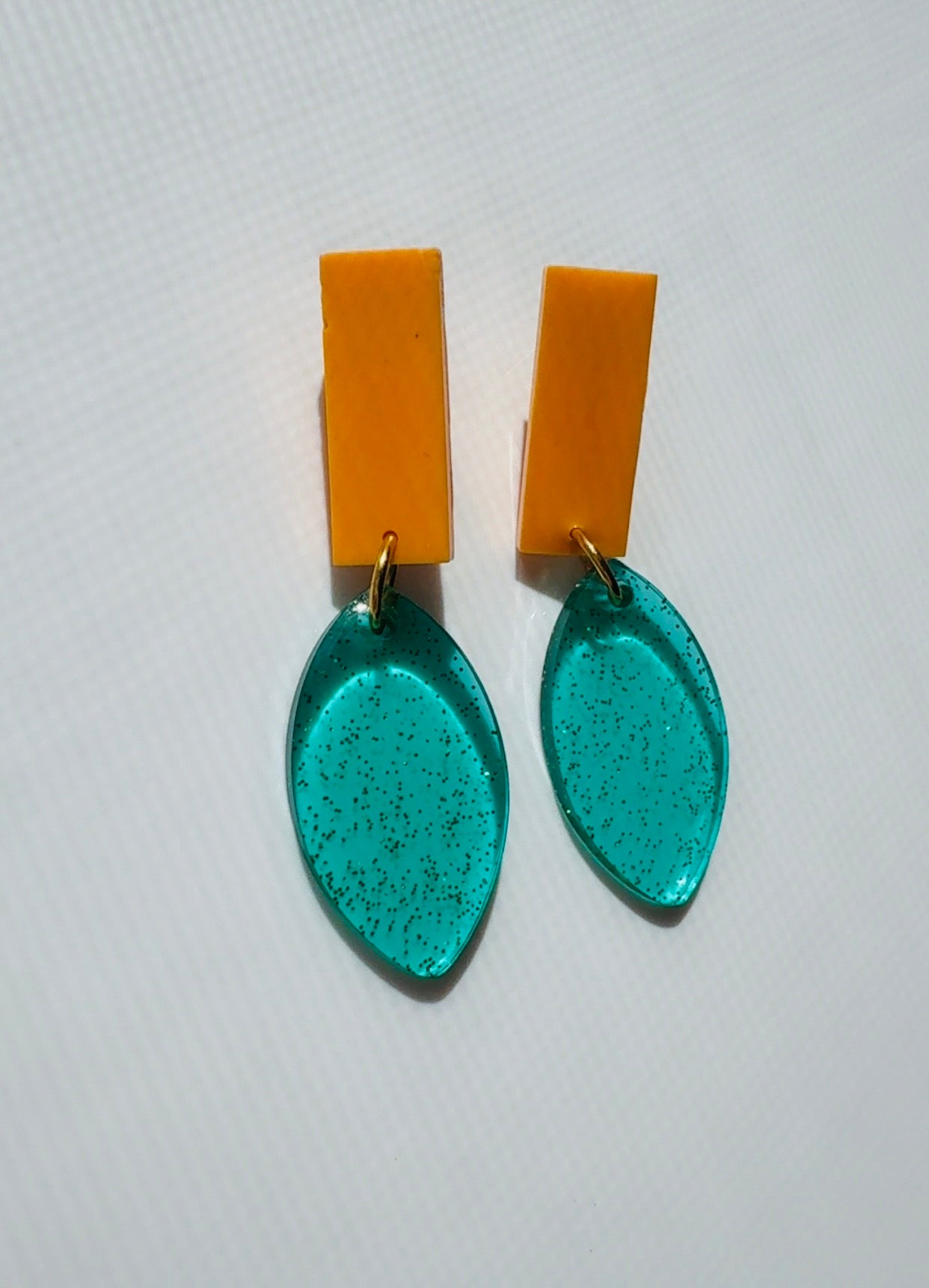 Turquoise Glitter and Tangerine Ear Candy