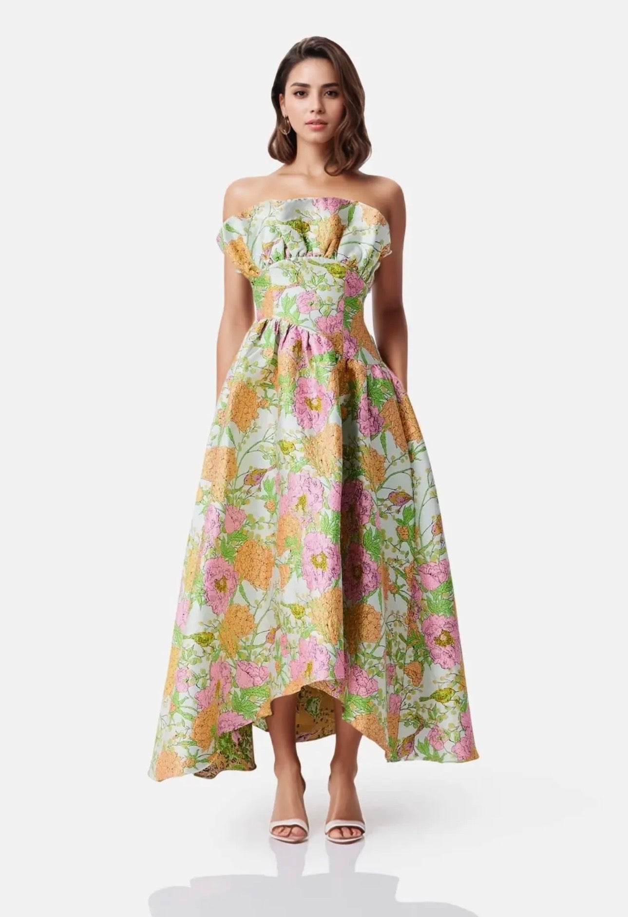 Jacquard Floral Maxi Dress￼