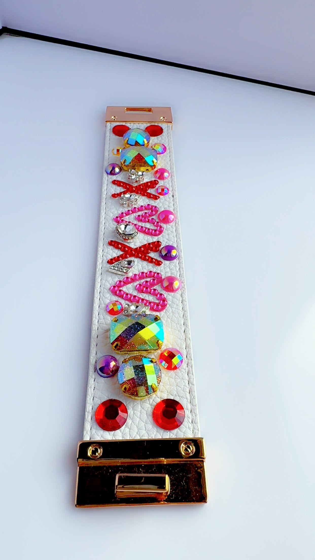 XOXO White Leather Cuff Bracelet