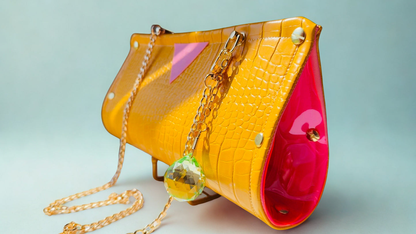 Yellow Brick Rd and Pink Vinyl Clutch