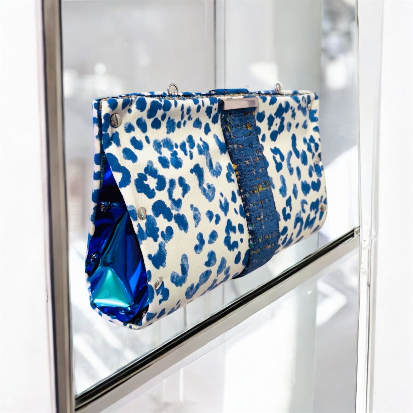 Blue Leopard Clutch