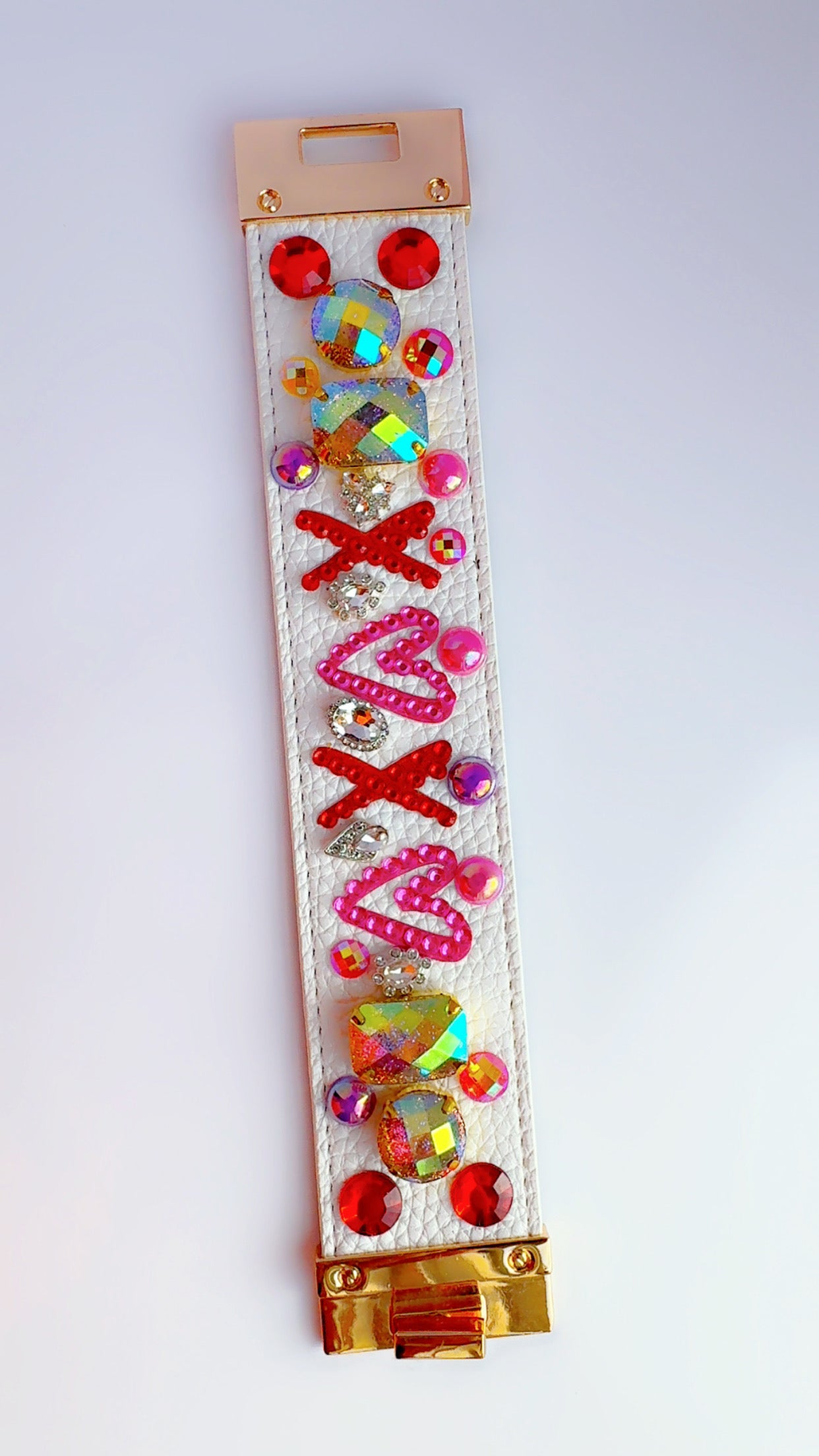 XOXO White Leather Cuff Bracelet