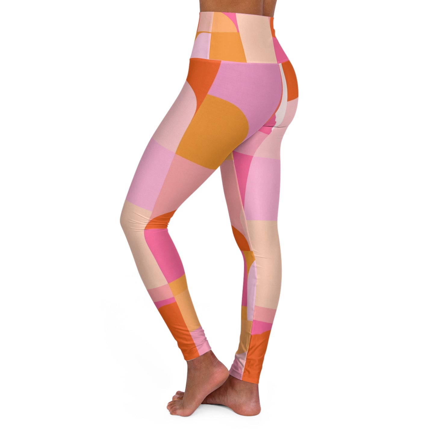 The Best Leggings!!! Colorblock High-Waist Yoga Leggings — Pink & Orange Retro Activewear