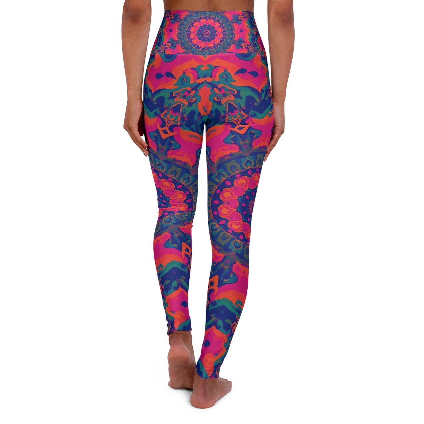 High-Waist Psychedelic Mandala Yoga Leggings — Vibrant All-Over Print
