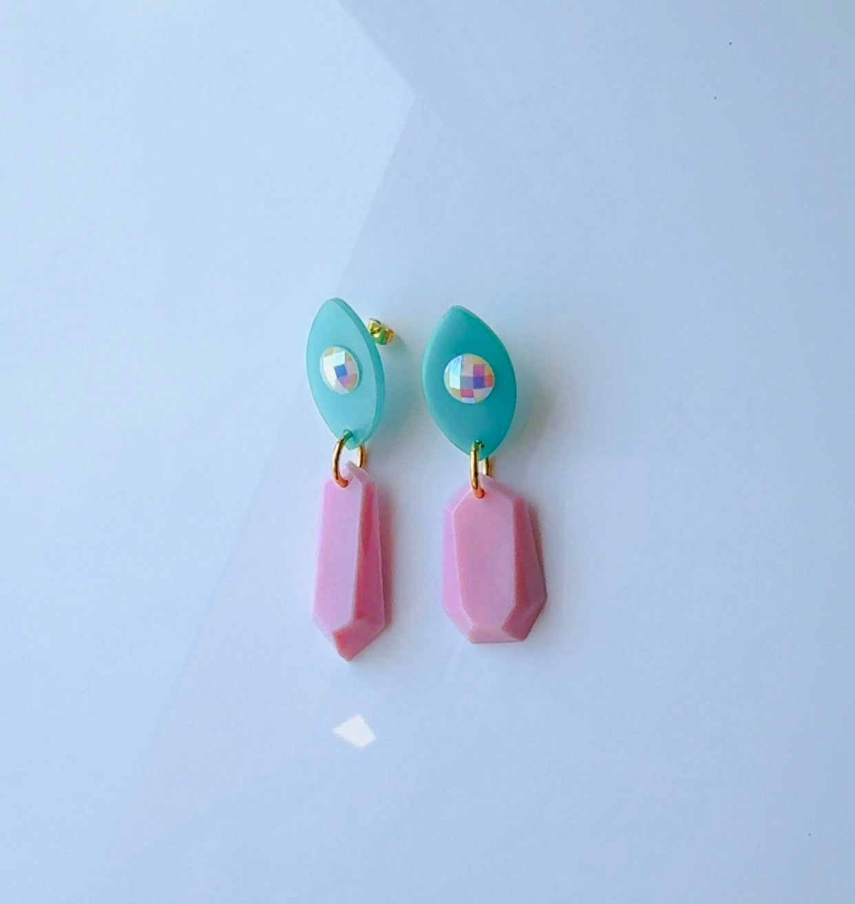 Mint Pink Chandelier Ear Candy