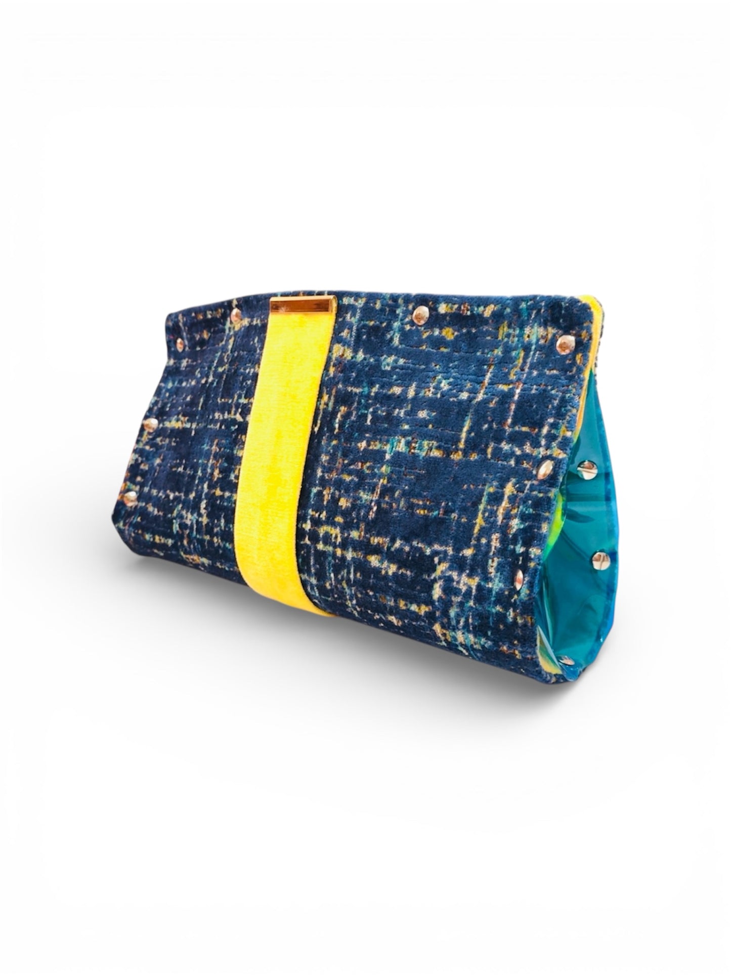 Teal Yellow Chenille Clutch