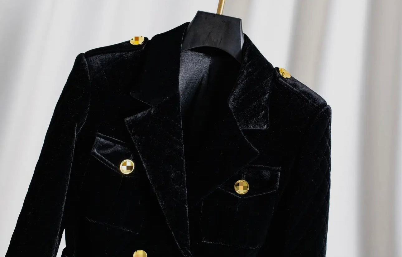 Shania Black Velvet Jacket