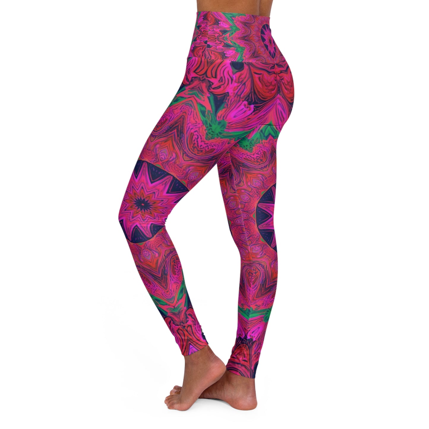 Psychedelic Pink Mandala High-Waist Yoga Leggings