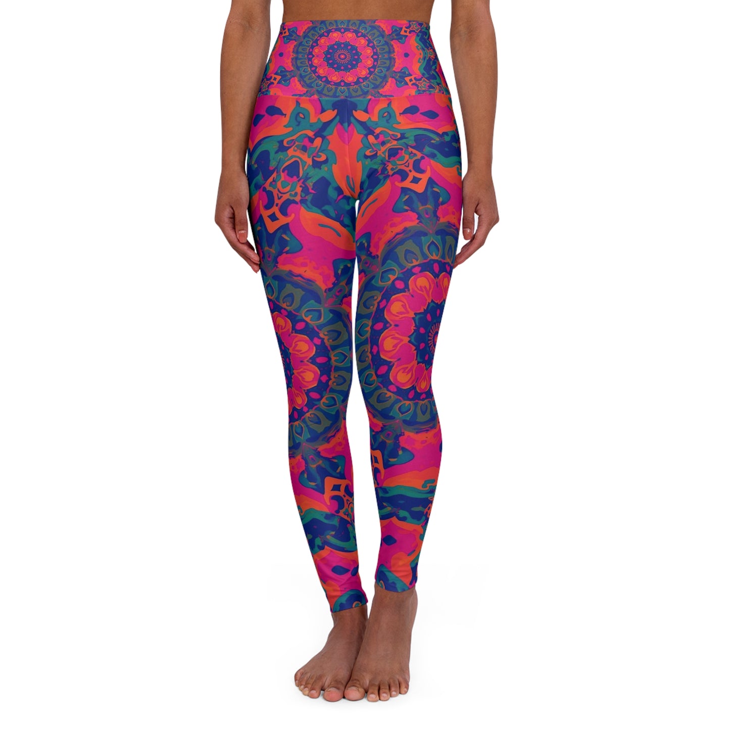 High-Waist Psychedelic Mandala Yoga Leggings — Vibrant All-Over Print