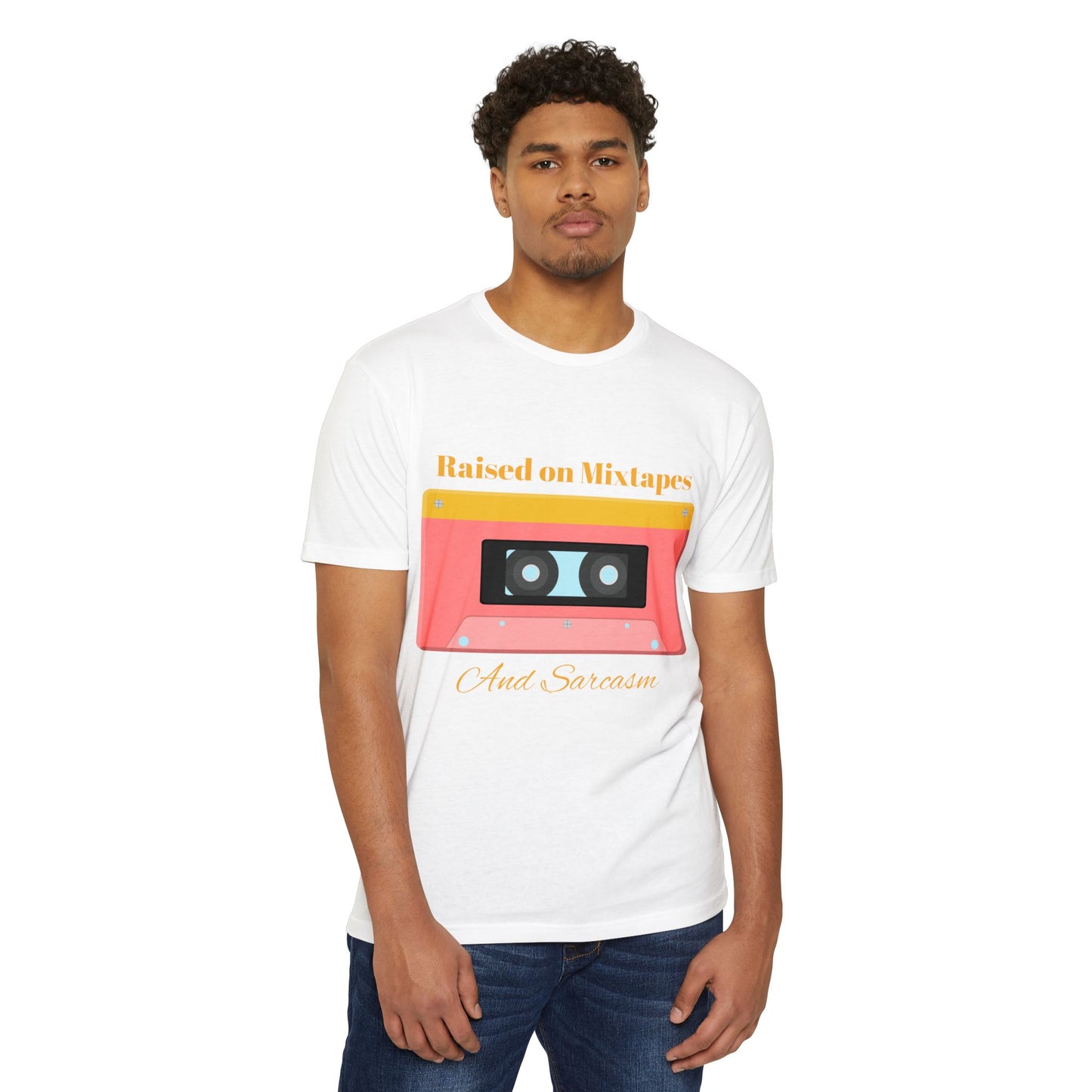 Raised on MiXtapes Cassette T-Shirt — Retro Music Tee with 'And Sarcasm'