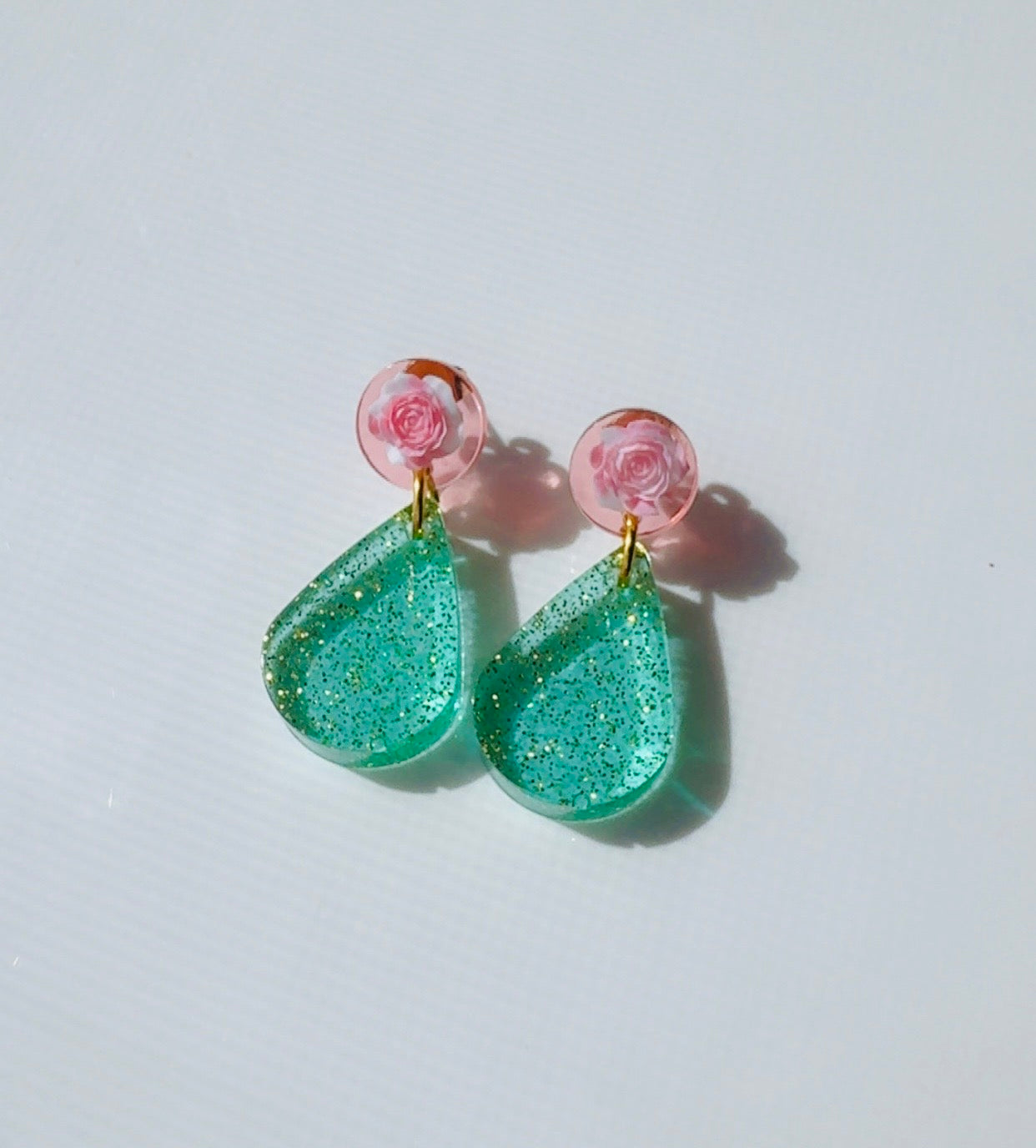 Rose and Mint Green Earrings