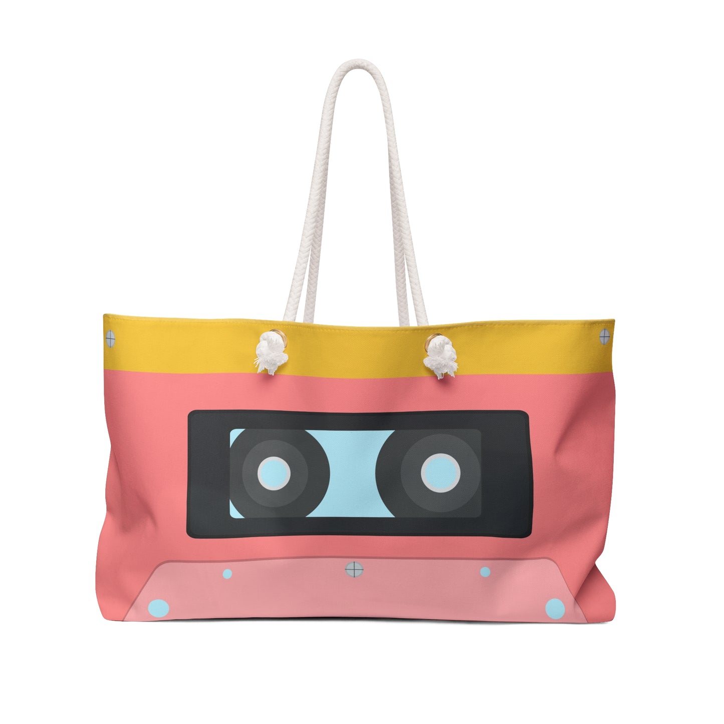 Retro Cassette Weekender Bag — Pink Vintage Tape Travel Tote