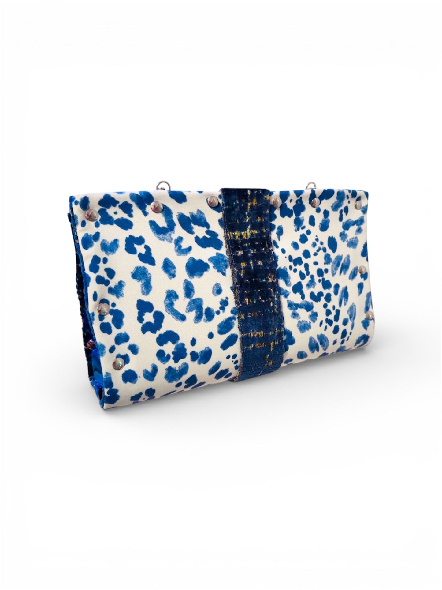 Blue Leopard Clutch