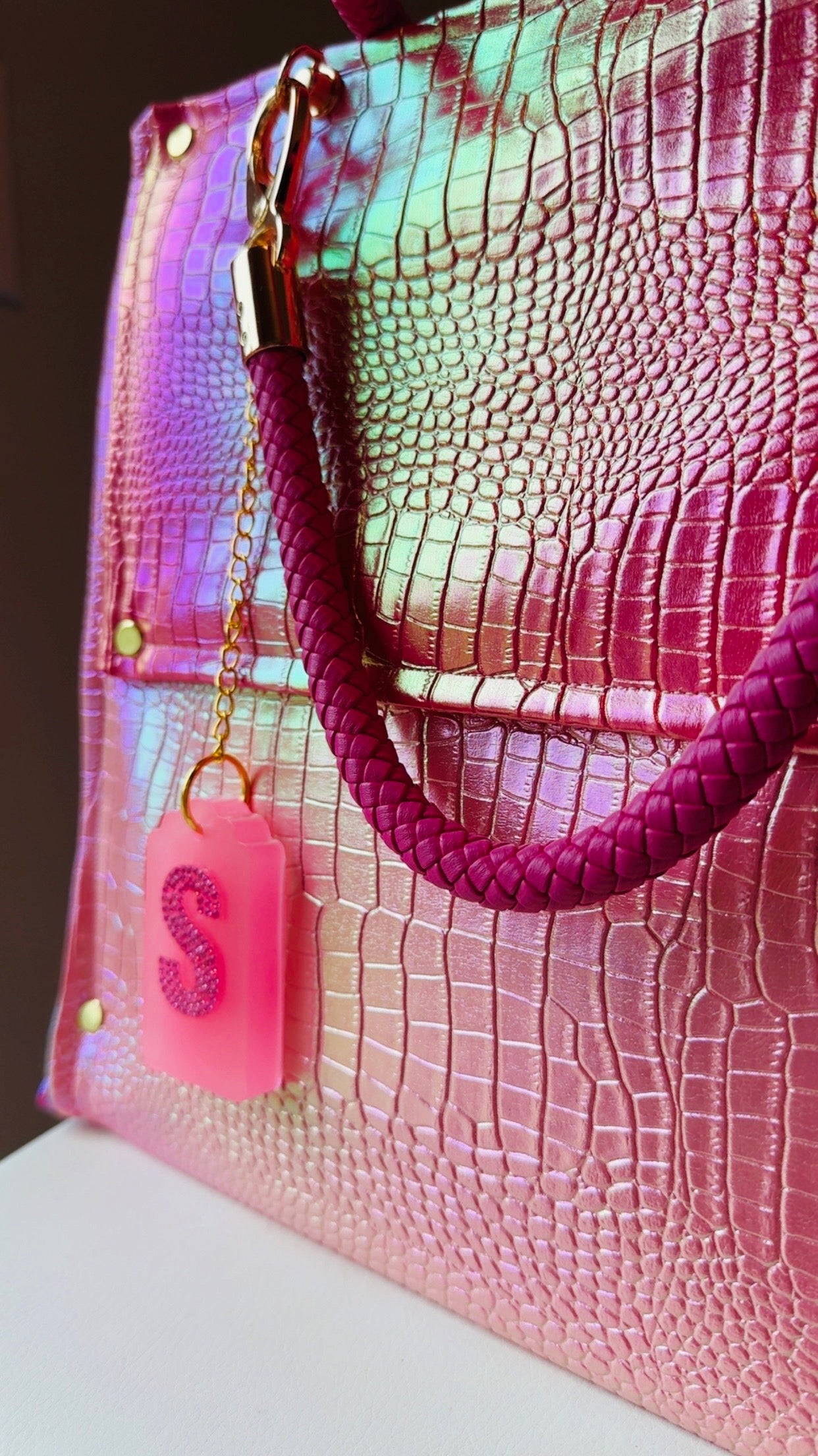 Signature Pink Croc Handbag