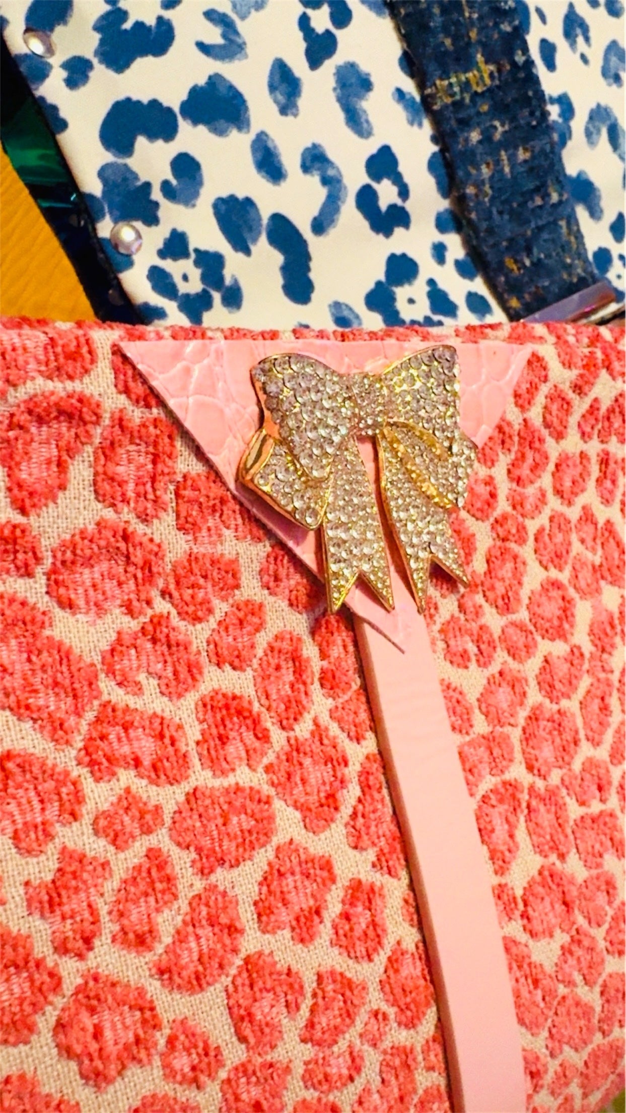 Pink Leopard Chenille Clutch