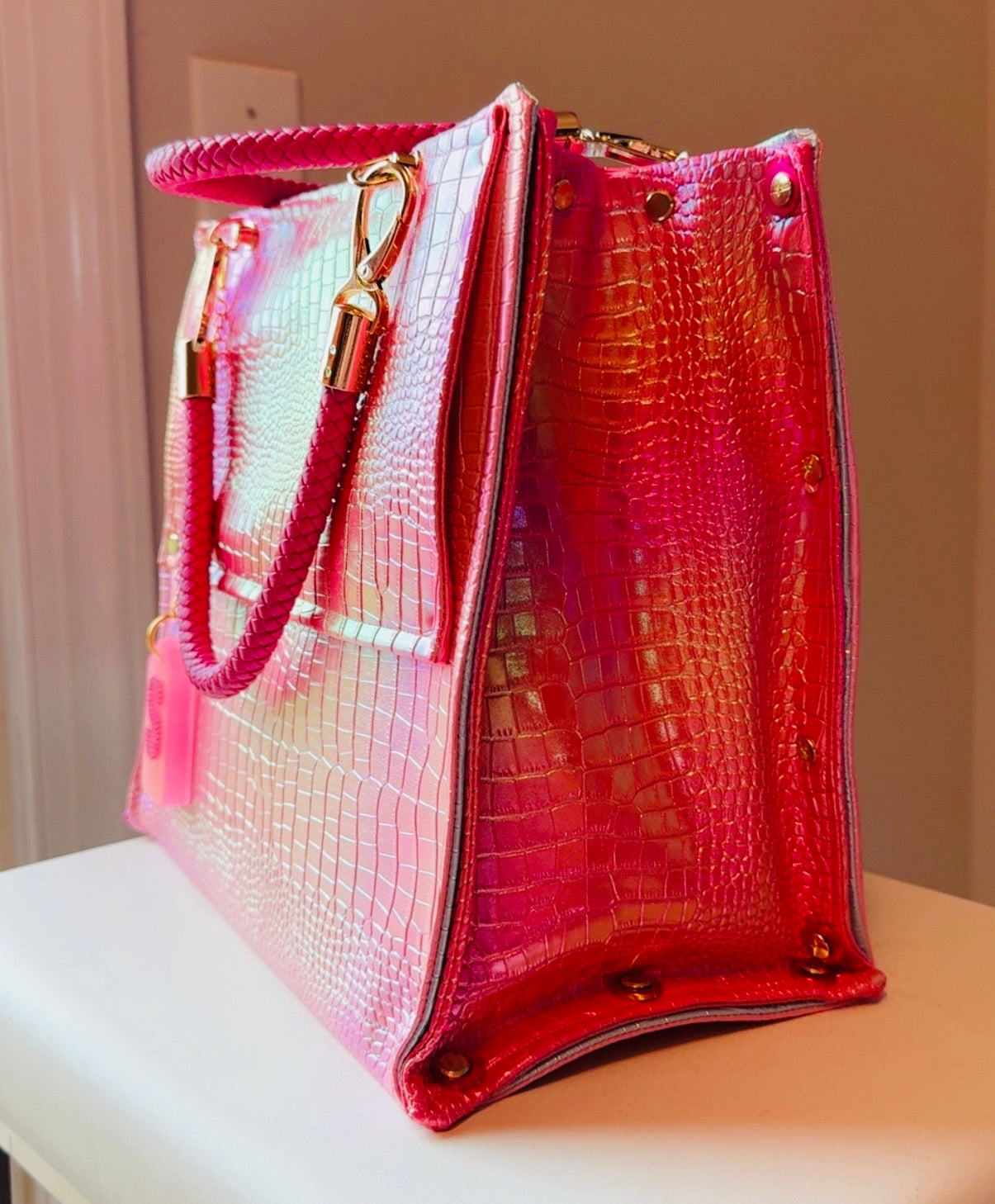 Signature Pink Croc Handbag