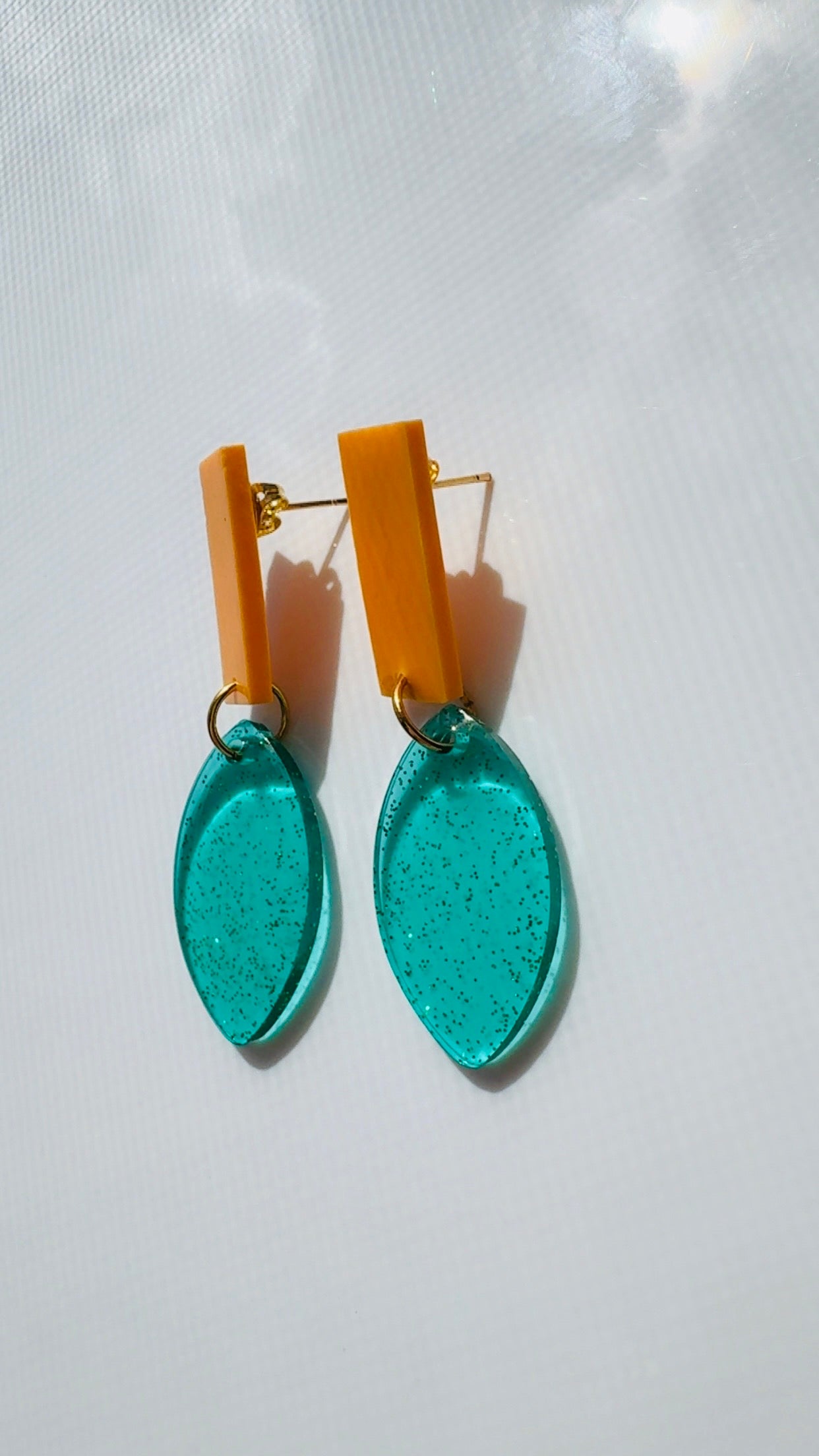 Turquoise Glitter and Tangerine Ear Candy