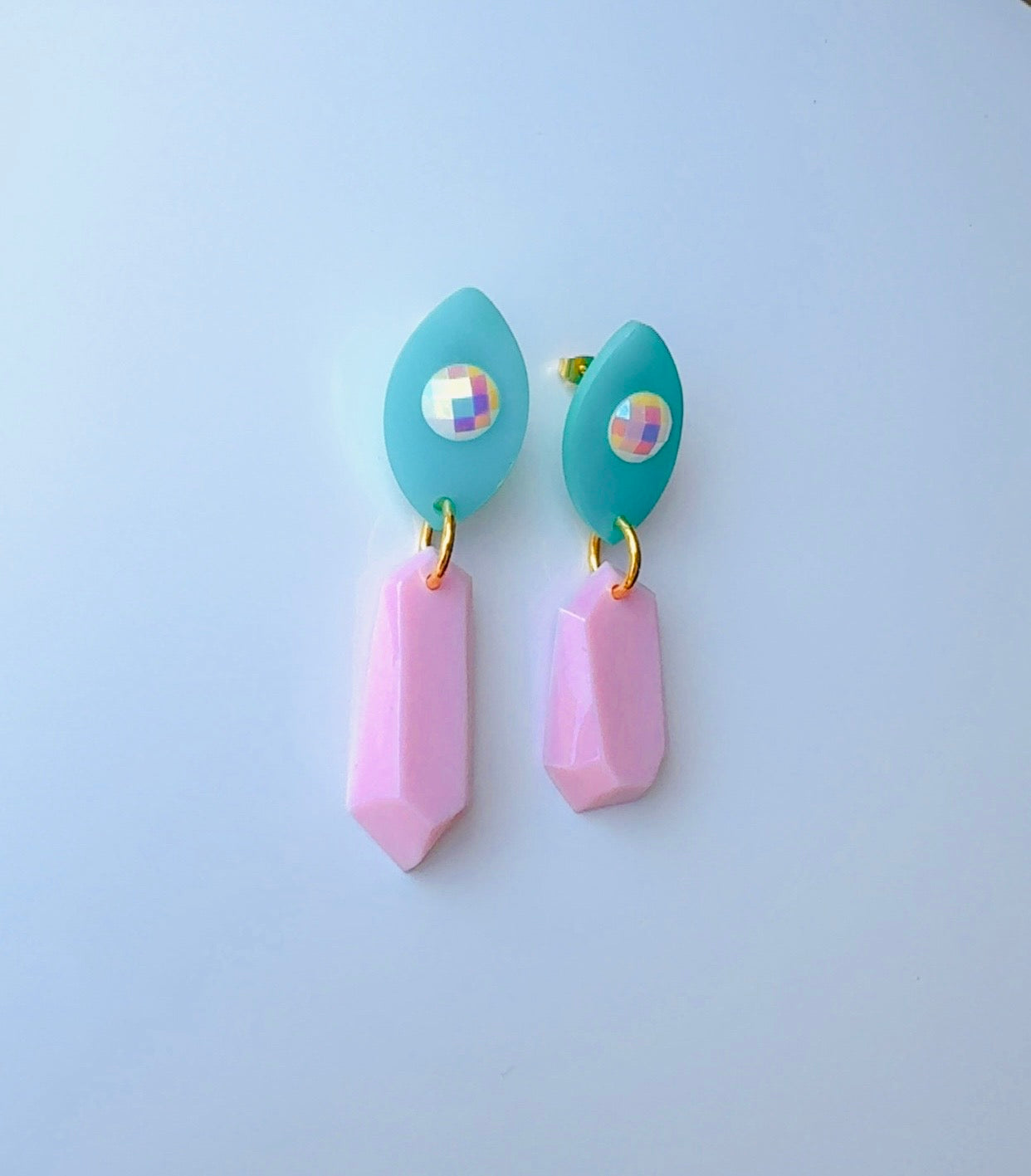 Mint Pink Chandelier Ear Candy