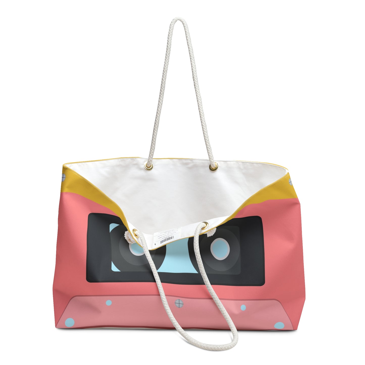 Retro Cassette Weekender Bag — Pink Vintage Tape Travel Tote