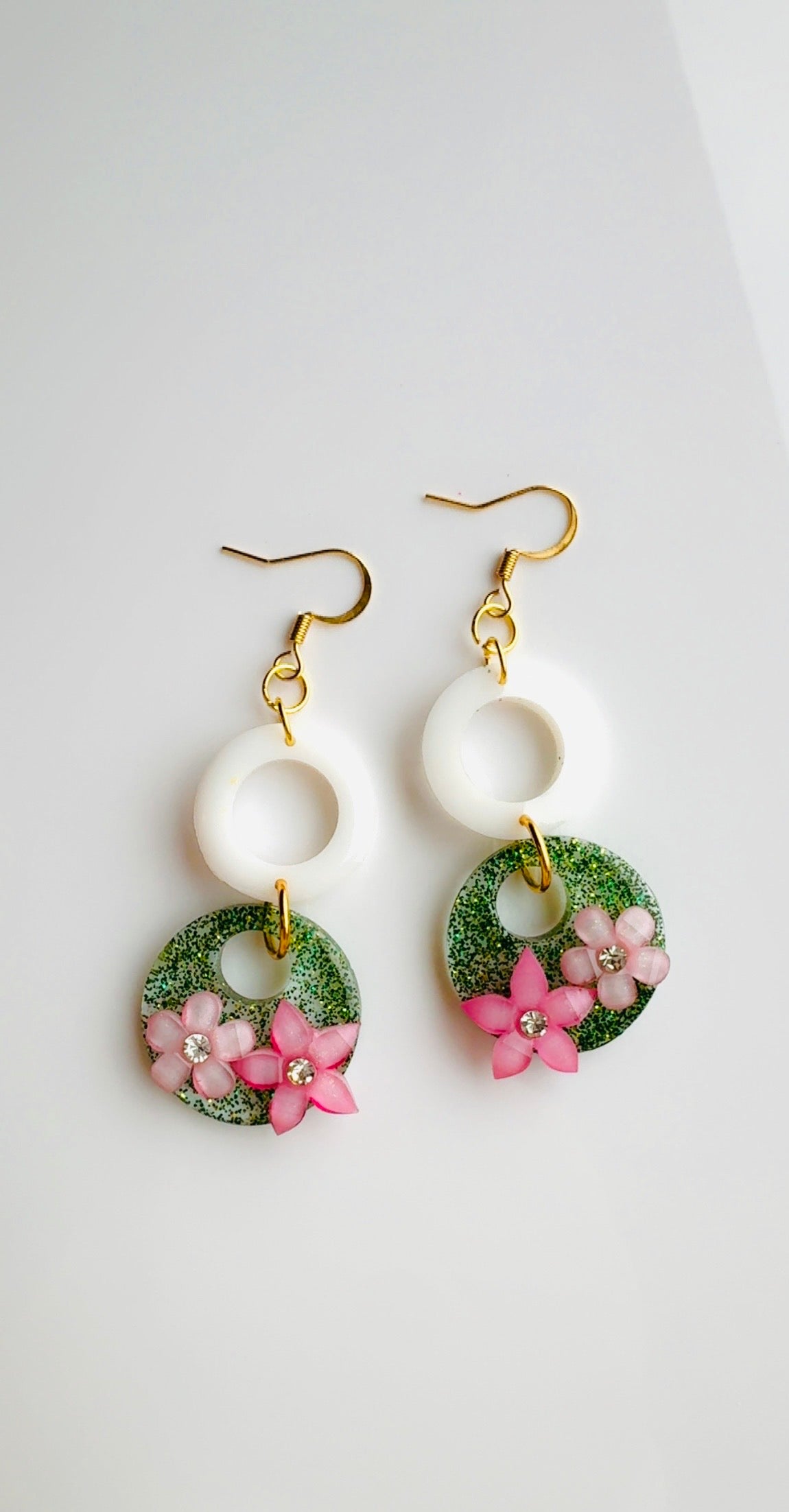 Green Garden White Fence Earrings