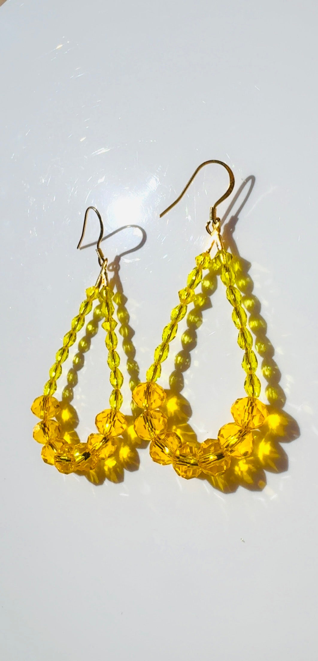 Yellow Crystal Pendulum Earrings ￼