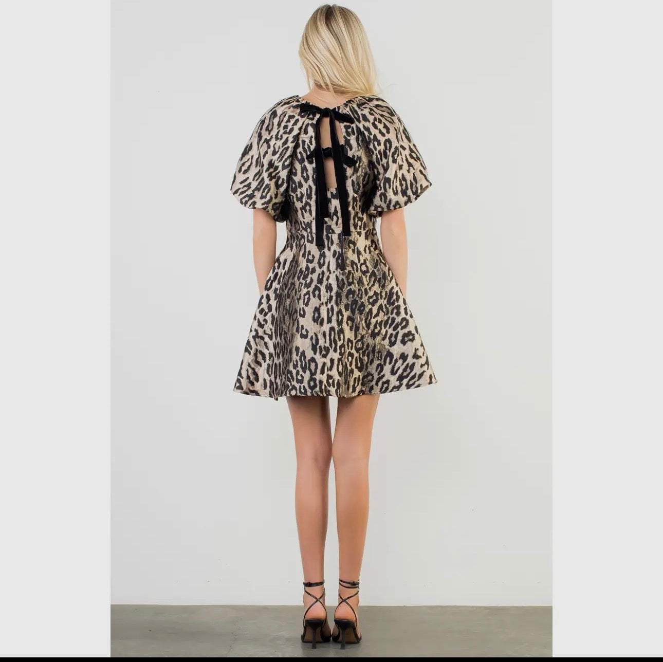 Puff Cheetah Metallic Dress