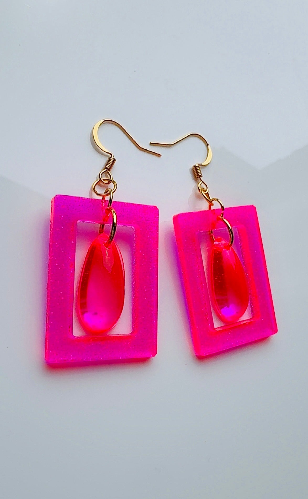 Pink Neon Pendulum Earrings
