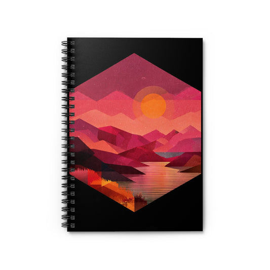 Sunset Mountain Landscape Spiral Notebook — Ruled Journal for Notes & Sketches