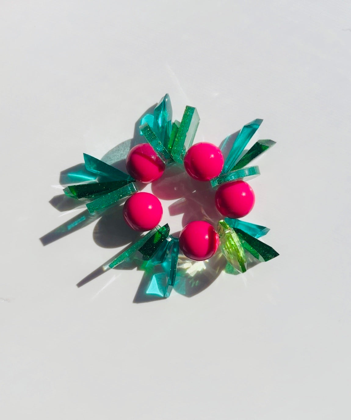Hot Pink Teal Geo Bracelet