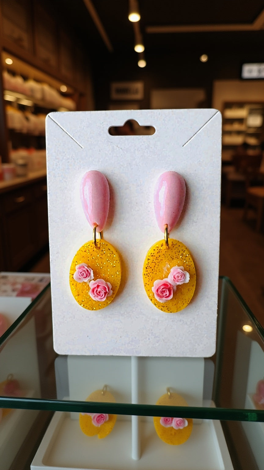 Yellow Basket of Flowers Ear Candy
