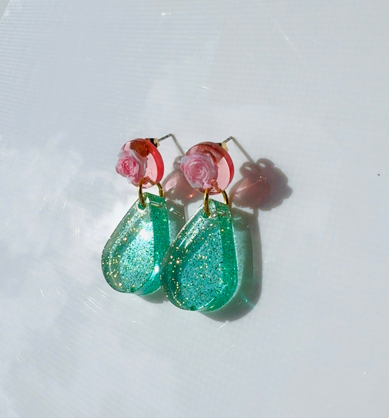 Rose and Mint Green Earrings